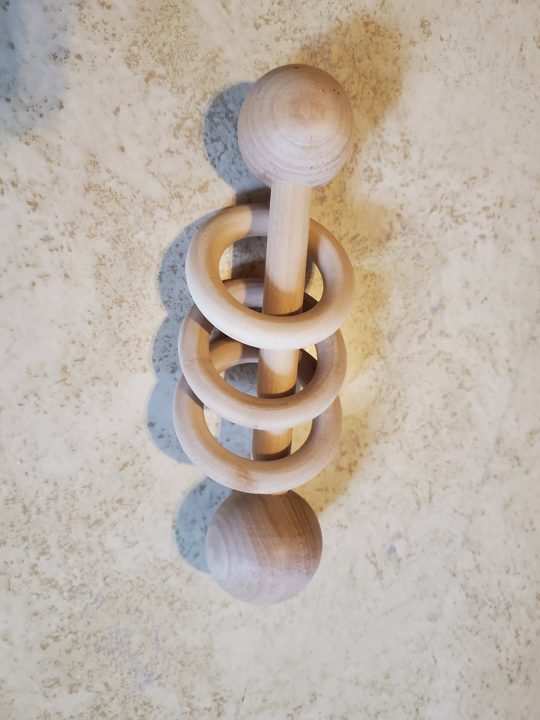 Teether-Wooden Rattle with rings