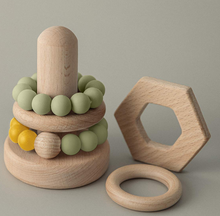 Load image into Gallery viewer, Educational-Wood and Silicone stacker
